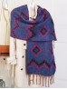 Reversible Tribal Patterned Blanket Scarf W/ Twisted Tassels